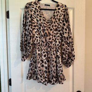 Leopard Print V-Neck Dress